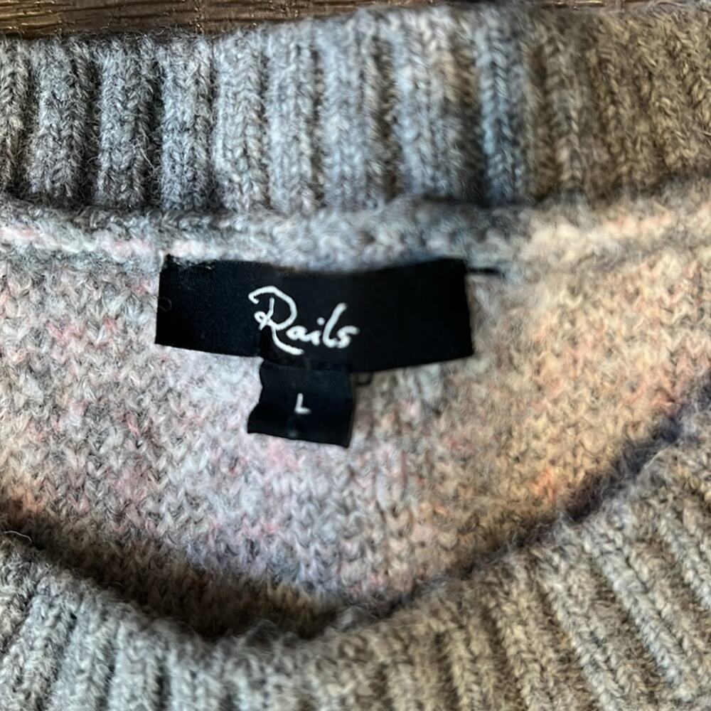 Rails Virgo Sweater Gray Tie Dye Wool Blend Crew … - image 5